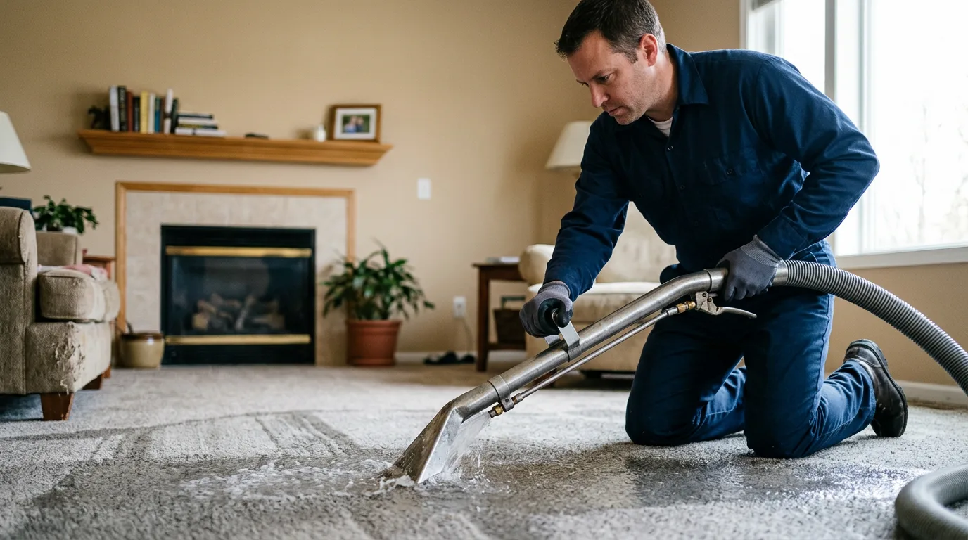 Water damage restoration technician working near Vienna, MO